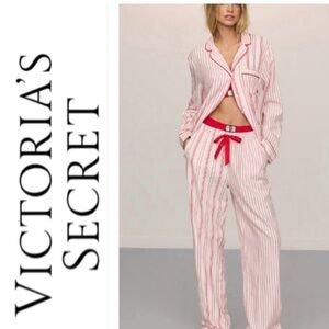 Victoria's Secret Red and White Striped Pajama Set